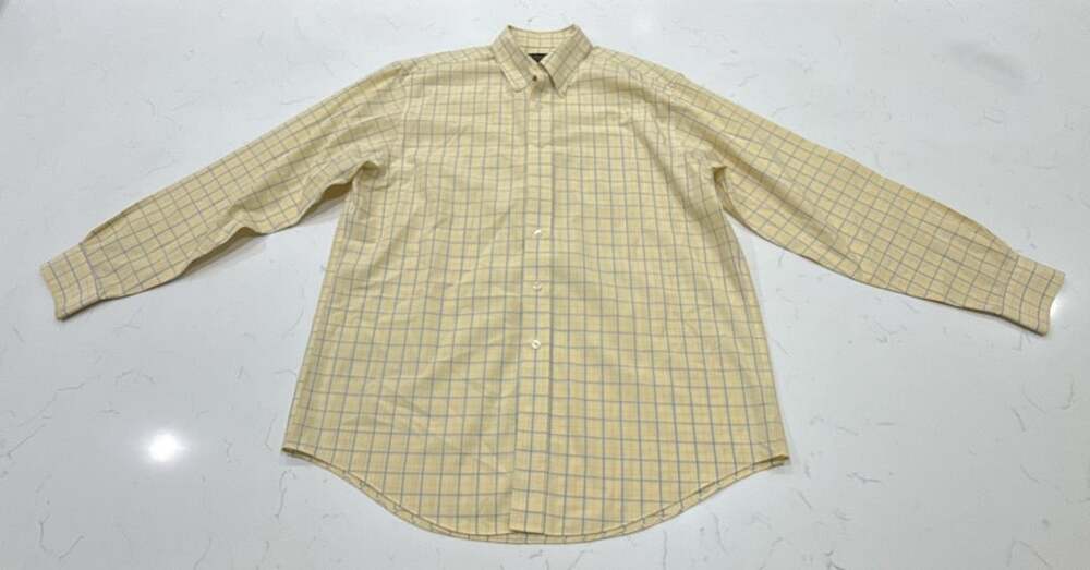 Brooks Brothers Button-Down Shirt Size L Yellow Blue Plaid Non-Iron